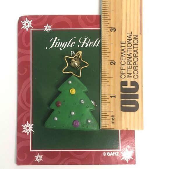vintage ganz jingle bell pin green christmas tree - Picture 3 of 3